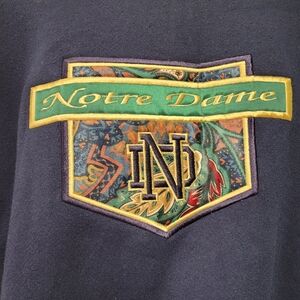 Notre Dame Floral Embroidered Sweatshirt Womens Large Blue Vintage Collegiate